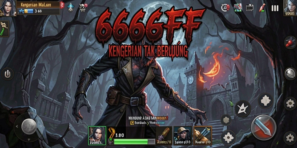 Screenshot utama dari gameplay 666FF yang menakutkan dan mendebarkan.