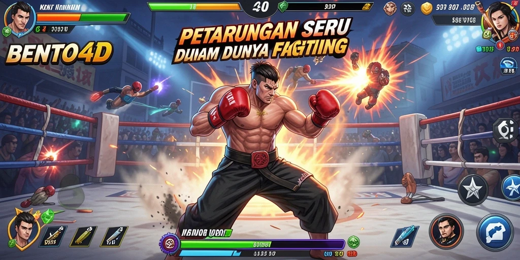 Gameplay BENTO4D menunjukkan pertarungan seru antar karakter yang beragam.