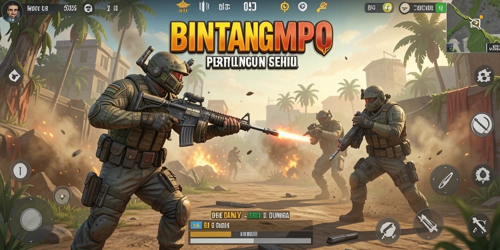 Tampilan gameplay BINTANGMPO dengan aksi seru di arena Battle Royale.