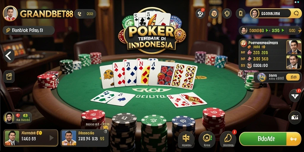 Screenshot gameplay GRANDBET88 yang menampilkan permainan poker seru.