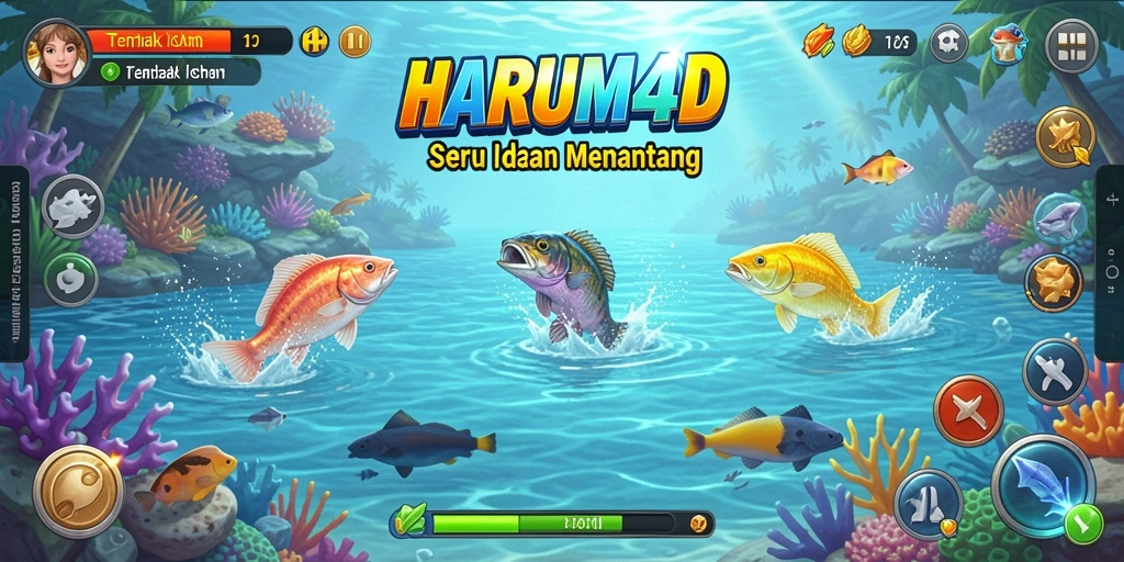 Tampilan screenshot gameplay Tembak Ikan yang mendebarkan di HARUM4D.