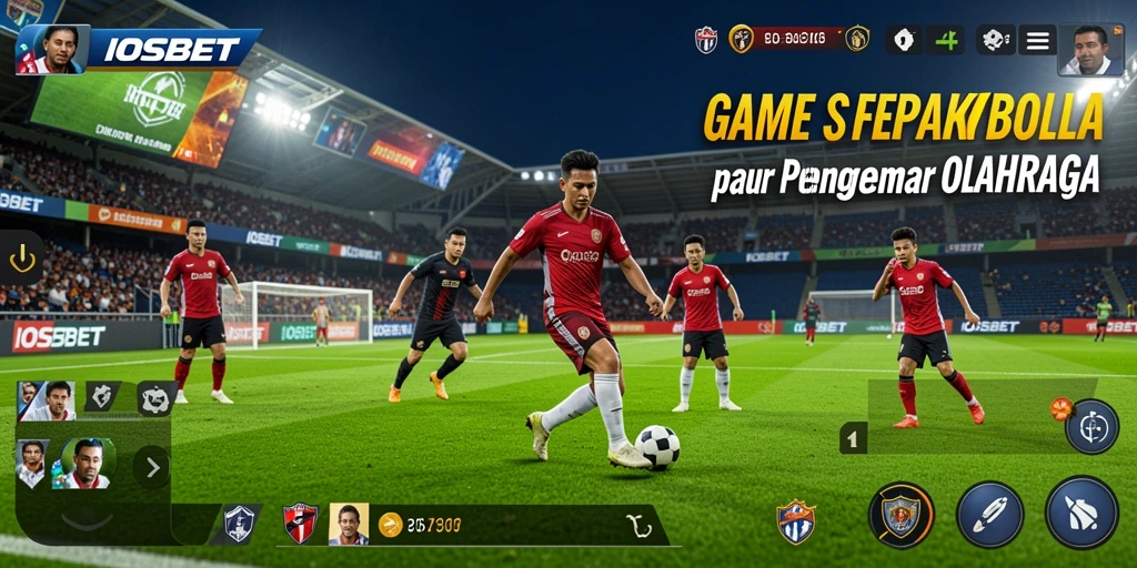 Tampilan gameplay IOSBET yang seru dengan pemain dan tim sepak bola.