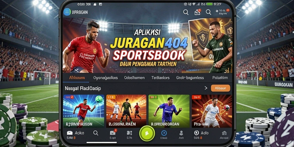 Tampilan antarmuka pengguna aplikasi JURAGAN404 yang menarik untuk taruhan olahraga.