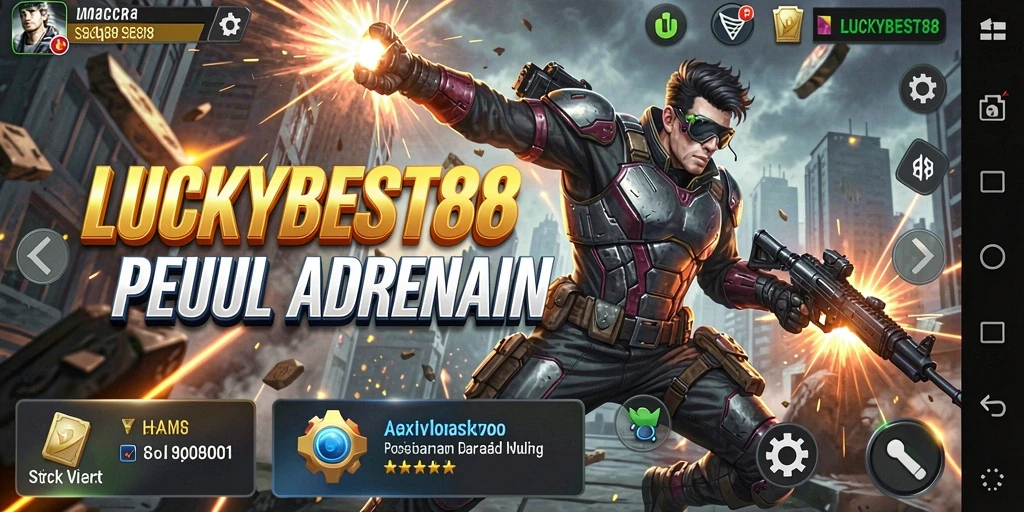 Tampilan gameplay menegangkan dari LUCKYBEST88 dengan aksi seru dan karakter unik.