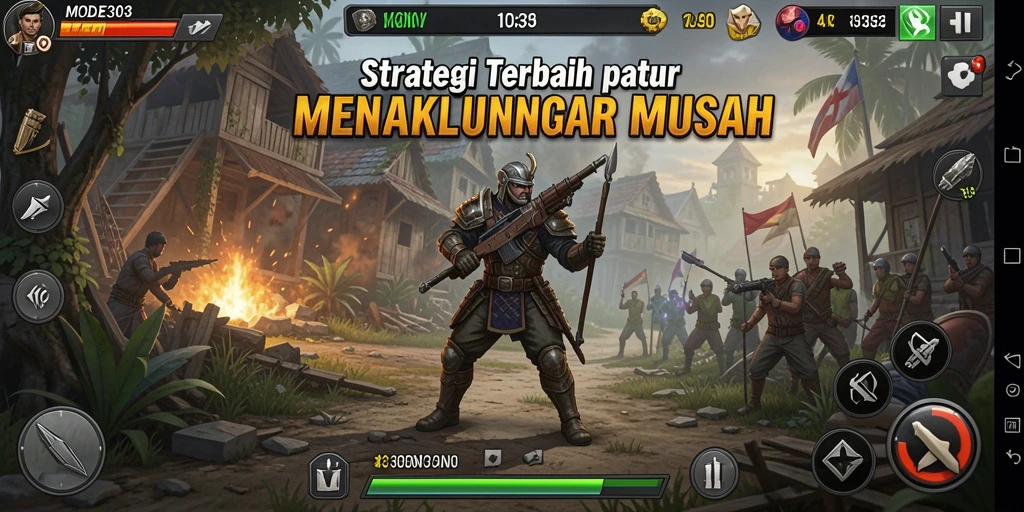 Gambaran gameplay intens di MODE303 dengan taktik strategi yang kompleks.