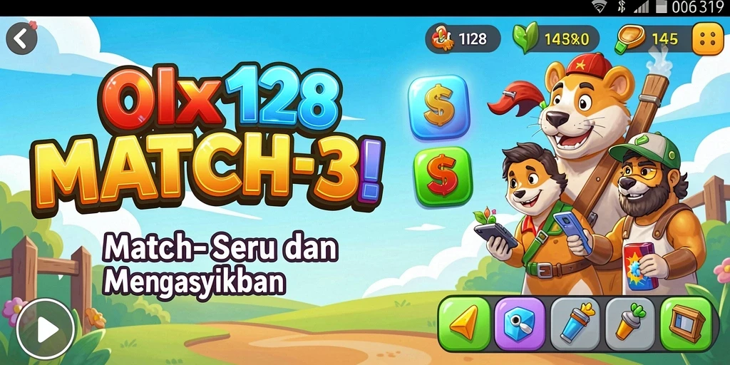 Screenshot menampilkan gameplay menantang dari OLX128 Match-3.