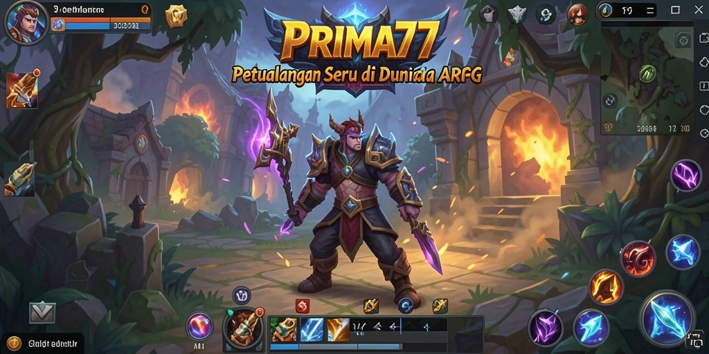 Screenshot gameplay PRIMA77 menampilkan pertempuran mendebarkan dalam dunia fantasi.