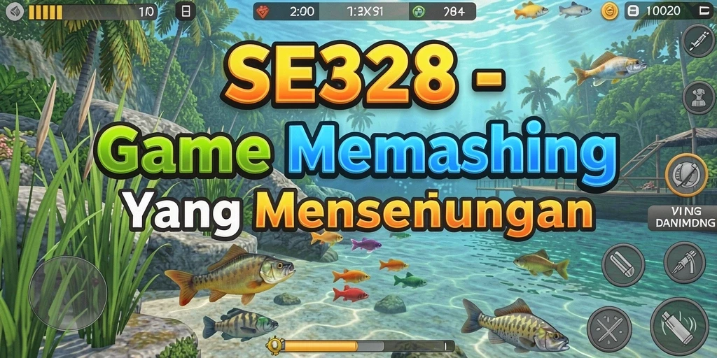 Screenshot gameplay SE328 menunjukkan pengalaman memancing yang mendebarkan.
