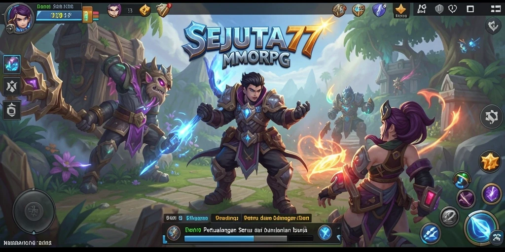 Screenshot gameplay SEJUTA77 menampilkan pertempuran seru dalam MMORPG.
