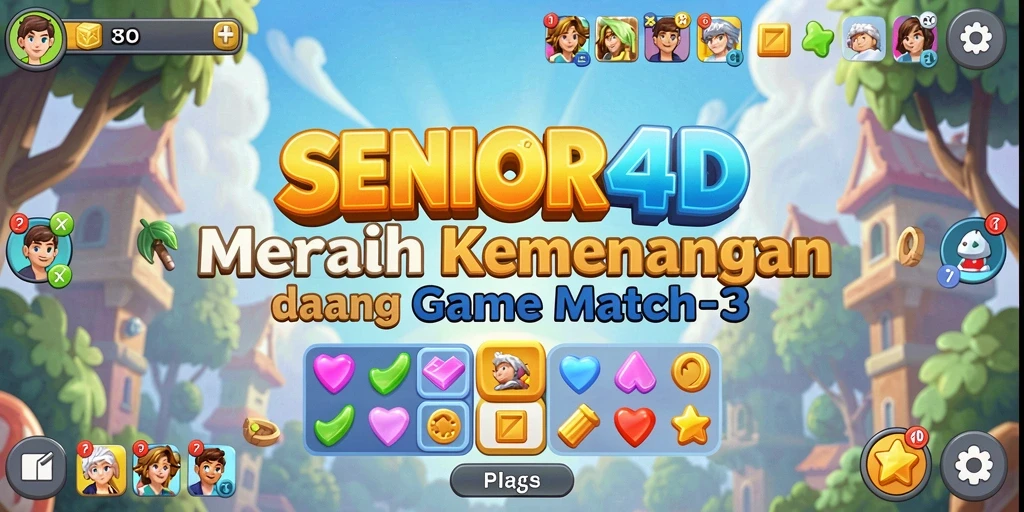 Tangkapan layar dari gameplay SENIOR4D yang penuh warna dan seru.