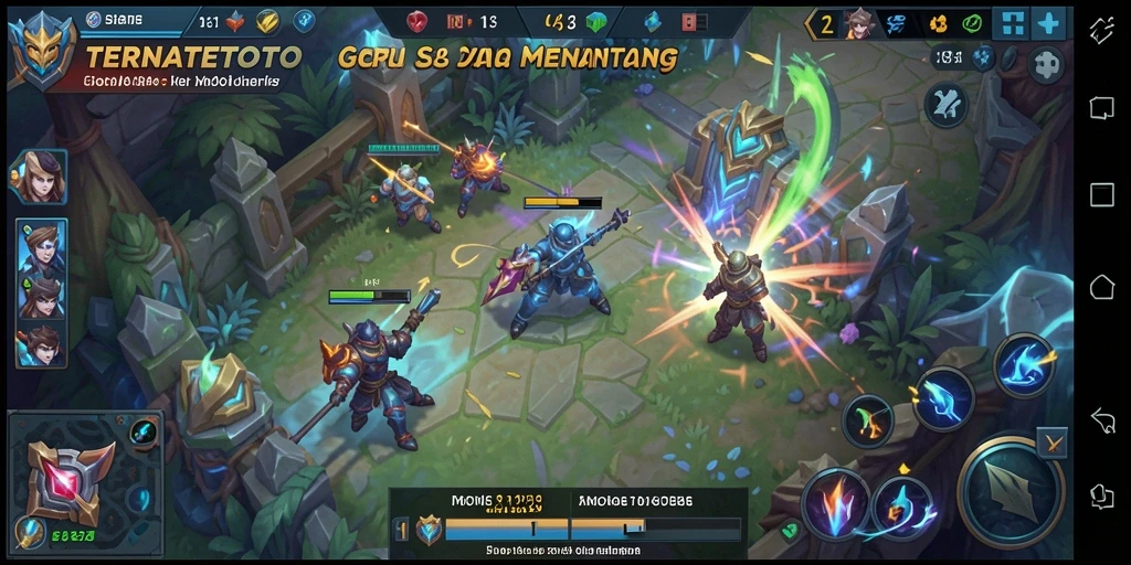 Screenshot gameplay TERNATETOTO yang menampilkan aksi pertempuran MOBA.