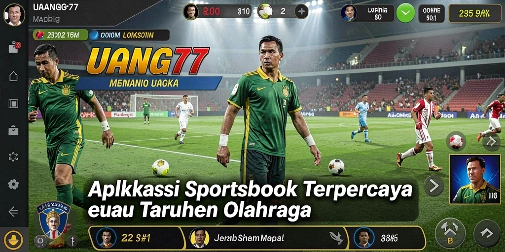 Tampilan aplikasi UANG77 dengan grayscale dan statistik taruhan yang menarik.