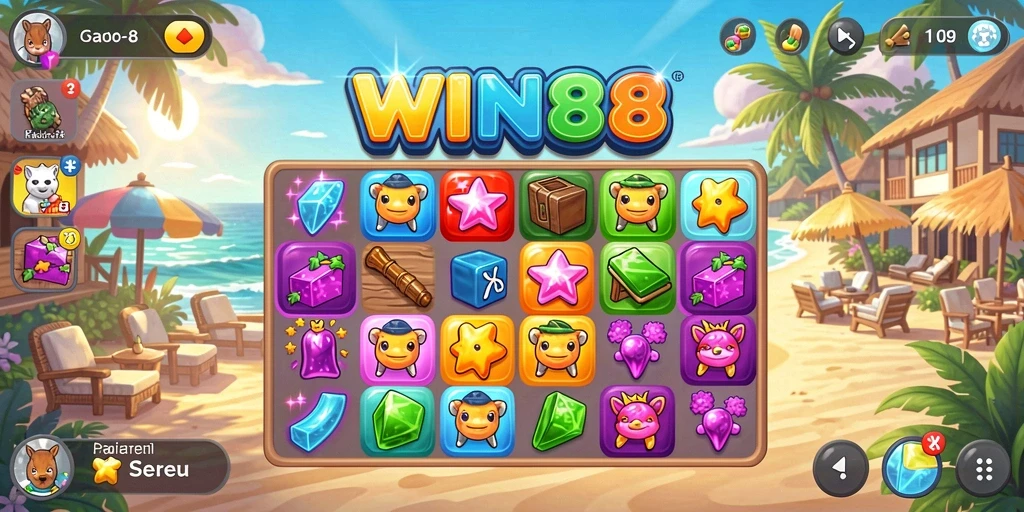 Gameplay seru dari WIN88 dengan tantangan Match-3.