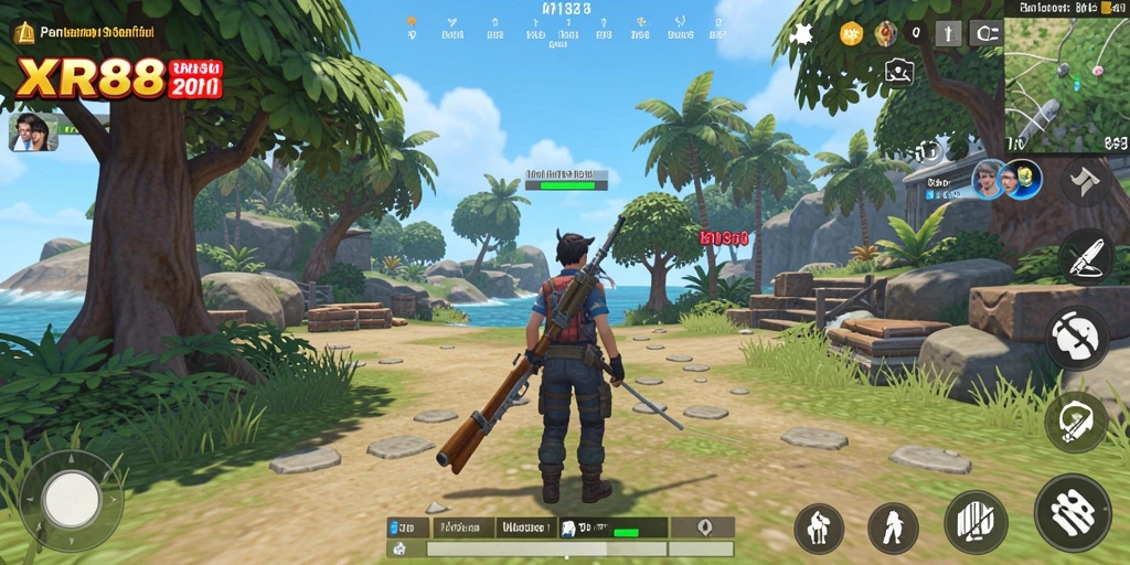 Tampilan gameplay menarik dari XR88 dengan grafis cerah dan karakter yang dinamis.